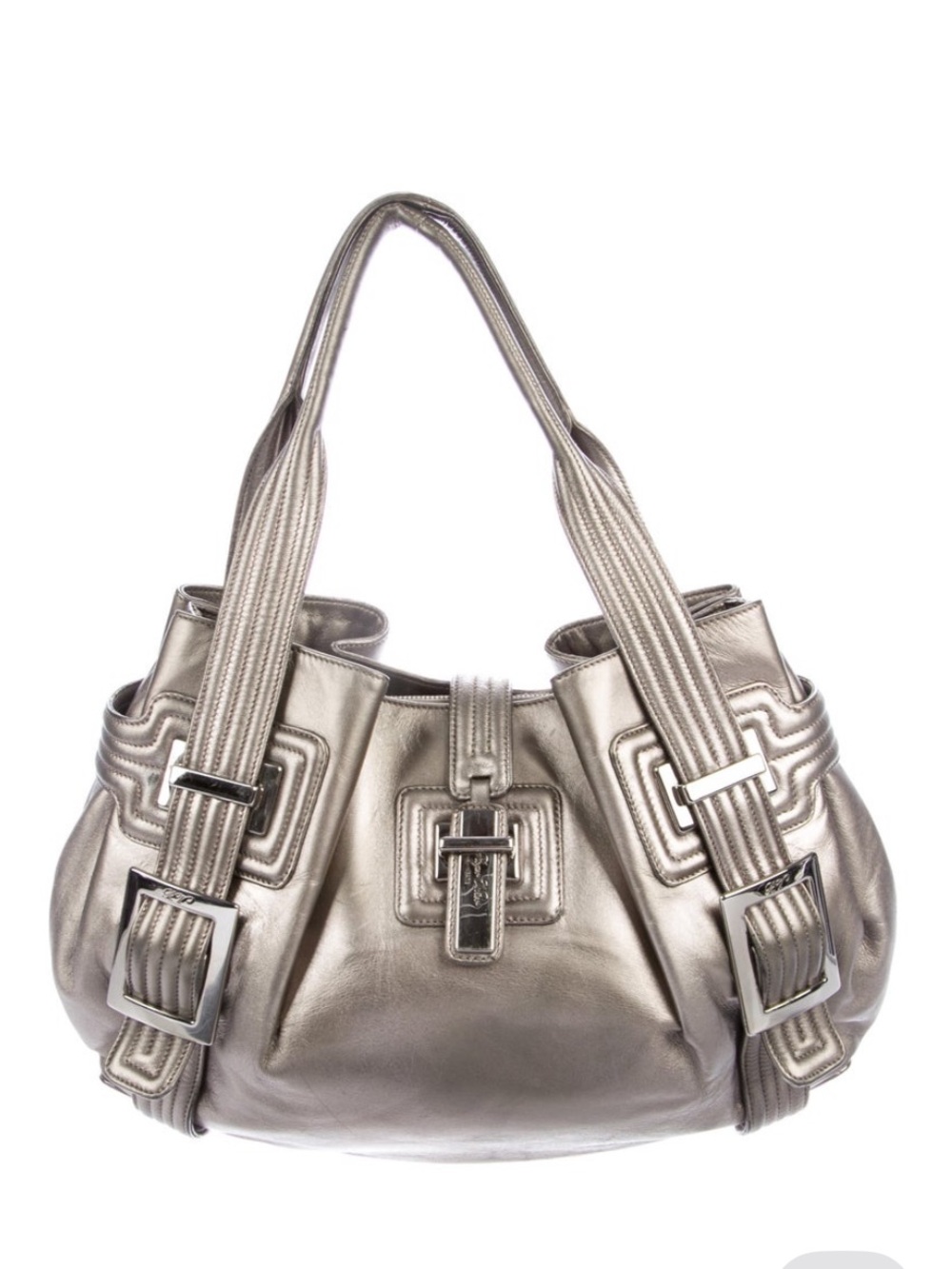 Roger Vivier Metallic silver leather ‘Roadster’ shoulder bag.